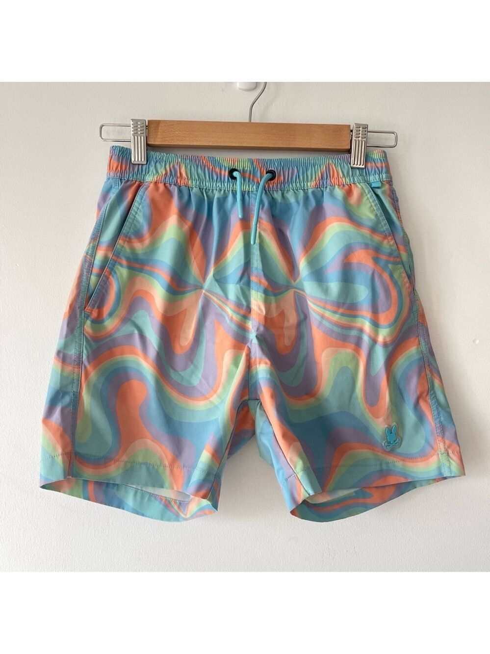 Psycho Bunny Boys swim shorts 14-16 Large trunks Multicolor Swirl Swim Shorts